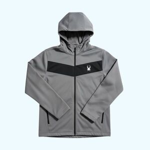 Spyder Gray Hooded Full-Zip Jacket with Black Chest Chevron